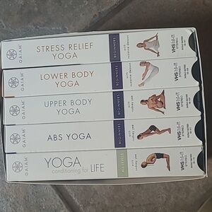 Gaiam Living Yoga 5 VHS videos collection set stress relief fitness work out